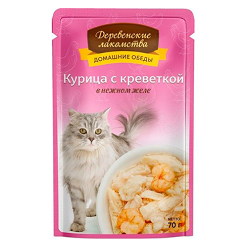 Деревенские лакомства / Паучи для кошек Курица с креветкой в нежном желе (цена за упаковку), Деревенские лакомства
Деревенские лакомства / Паучи для кошек Курица с креветкой в нежном желе (цена за упаковку), Деревенские лакомства
