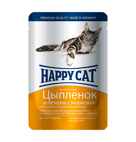 Happy Cat / Паучи Хэппи Кэт для кошек Цыпленок, Печень, морковь в желе (цена за упаковку, Германия), Happy Cat
Happy Cat / Паучи Хэппи Кэт для кошек Цыпленок, Печень, морковь в желе (цена за упаковку, Германия), Happy Cat