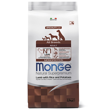 Monge Dog Monoprotein Speciality Adult Lamb & Rice / Сухой корм Монж для взрослых собак всех пород Ягненок с рисом и картофелем, Monge Dog Monoprotein Speciality Adult Lamb & Rice
Monge Dog Monoprotein Speciality Adult Lamb & Rice / Сухой корм Монж для взрослых собак всех пород Ягненок с рисом и картофелем, Monge Dog Monoprotein Speciality Adult Lamb & Rice