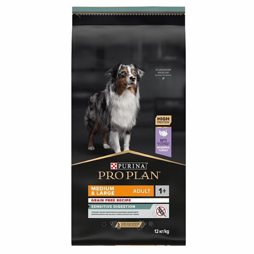 PRO PLAN GRAIN FREE / Сухой корм ПРО ПЛАН для взрослых собак средних и крупных пород при чувствительном пищеварении с индейкой, PRO PLAN GRAIN FREE
PRO PLAN GRAIN FREE / Сухой корм ПРО ПЛАН для взрослых собак средних и крупных пород при чувствительном пищеварении с индейкой, PRO PLAN GRAIN FREE