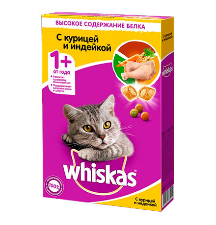 Whiskas / Сухой корм Вискас для взрослых кошек подушечки-паштет с Курицей и индейкой, Whiskas
Whiskas / Сухой корм Вискас для взрослых кошек подушечки-паштет с Курицей и индейкой, Whiskas