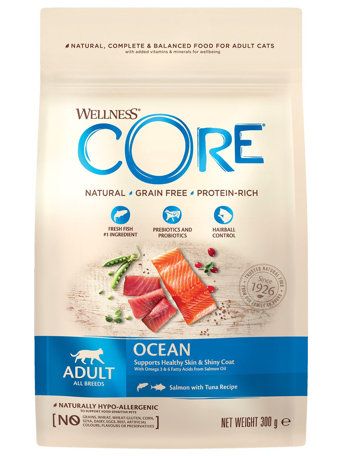 Купить Wellness Core Cat Ocean Grain free Salmon Tuna / Сухой Беззерновой корм Велнес Кор для взрослых кошек Лосось с Тунцом за 460.00 ₽