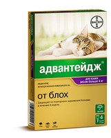 Bayer Адвантейдж 80К / Капли на холку от Блох для кошек весом более 4 кг