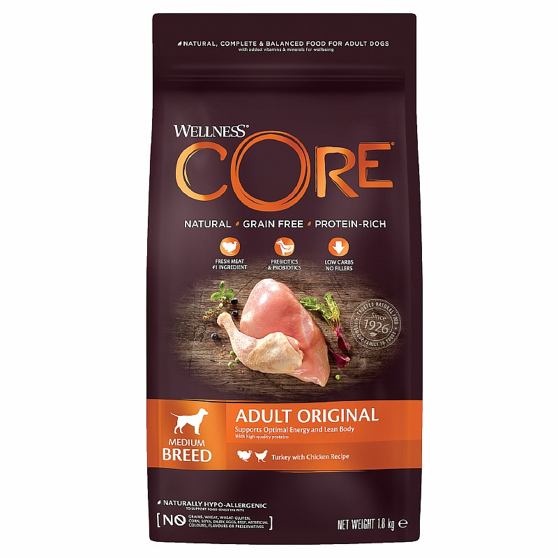

CORE Adult Medium Breed Original Grain free Turkey Chicken / Сухой Беззерновой корм Кор для собак Средних пород Индейка с Курицей, CORE Adult Medium Breed Original Grain free Turkey Chicken