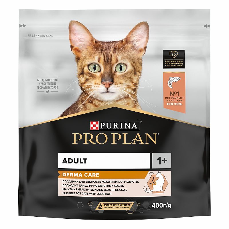 

PRO PLAN DERMA CARE / Сухой корм ПРО ПЛАН для взрослых кошек для здоровья кожи и красоты шерсти с лососем, PRO PLAN DERMA CARE