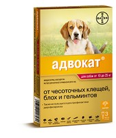 Купить Bayer Адвокат 250 / Капли на холку от Чесоточных Клещей, Блох и Гельминтов для собак весом 10-25 кг за 1850.00 ₽