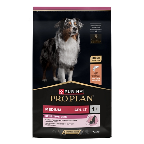PRO PLAN OPTI DERMA Сухой корм ПРО ПЛАН для взрослых собак средних пород при чувствительной коже с лососем 4940₽