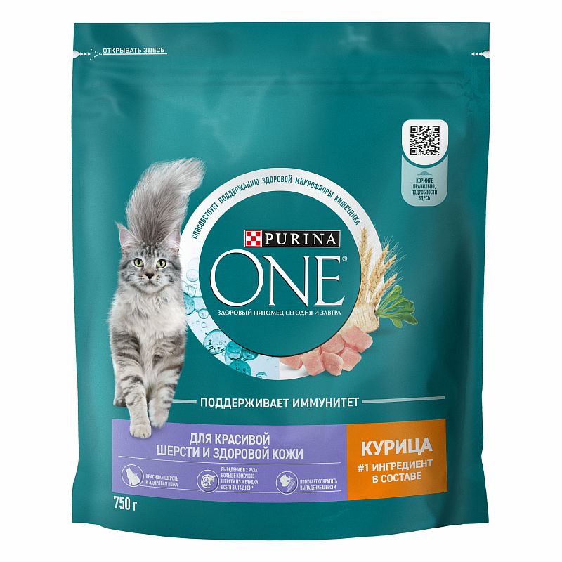 

PURINA ONE SENSITIVE / Сухой корм Пурина УАН для взрослых кошек для здоровья кожи и шерсти с курицей, PURINA ONE SENSITIVE