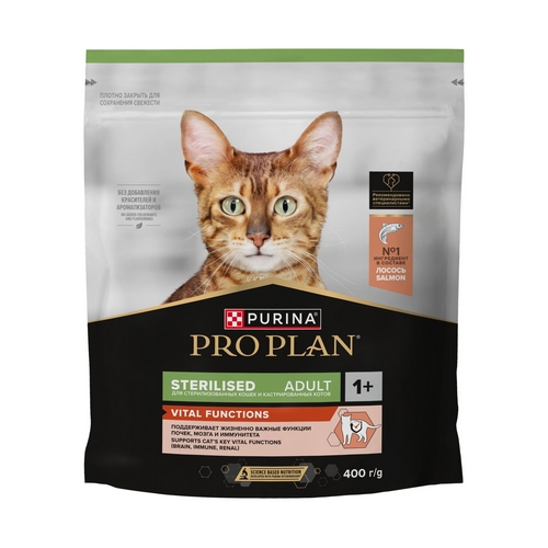 PRO PLAN VITAL FUNCTIONS STERILISED ADULT / Сухой корм ПРО ПЛАН для Взрослых Стерилизованных кошек для поддержания здоровья почек после стерилизации, для мозга и иммунитета с высоким содержанием Лосося