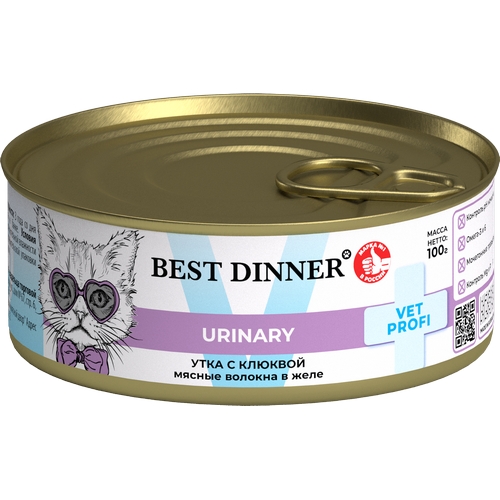 Best Dinner Exclusive Vet Profi Urinary Консервы Бест Диннер для кошек Утка с клюквой цена за упаковку 2491₽