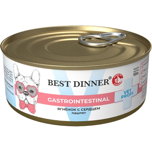 Best Dinner Exclusive Vet Profi Gastro Intestinal Консервы Бест Диннер для собак Ягненок с сердцем цена за упаковку 4924₽
