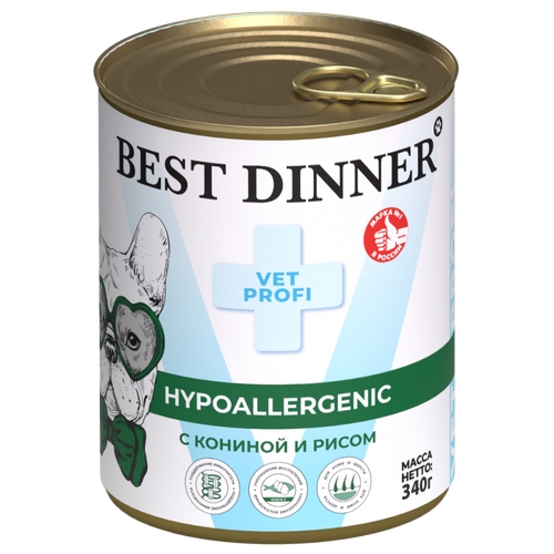 Best Dinner Exclusive Vet Profi Hypoallergenic Консервы Бест Диннер для собак с Кониной и рисом цена за упаковку 6148₽