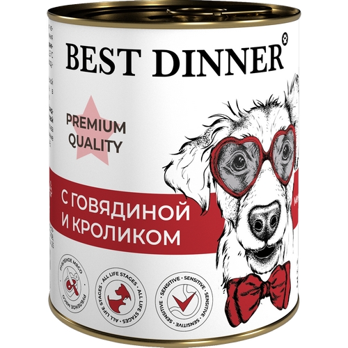 Best Dinner Premium Консервы Бест Диннер для собак Меню 3 с Говядиной и кроликом цена за упаковку 2736₽