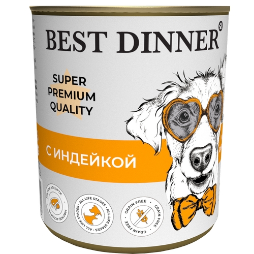 Best Dinner Super Premium Консервы Бест Диннер для собак Мясные деликатесы с Индейкой цена за упаковку 4046₽