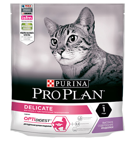 PRO PLAN DELICATE / Сухой корм Пурина Про План для взрослых кошек при чувствительном пищеварении с индейкой