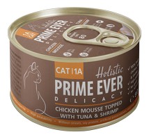 Prime Ever Cat 1A Delicacy Chicken mousse / Влажный корм Прайм Эвер для кошек мусс Цыпленок с Тунцом и Креветками (цена за упаковку) 