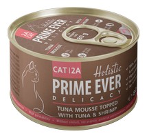 Prime Ever Cat 2A Delicacy Tuna mousse / Влажный корм Прайм Эвер для кошек мусс Тунец с Креветками (цена за упаковку) 