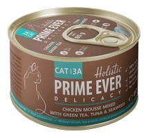 Prime Ever Cat 3A Delicacy Chicken mousse mixed / Влажный корм Прайм Эвер для кошек мусс Цыпленок с Тунцом, Зеленым чаем и водорослями (цена за упаковку) 