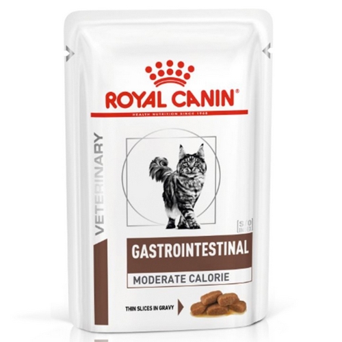 Royal Canin Gastrointestinal Moderate Calorie Ветеринарный влажный корм Консервы-Паучи Роял Канин Гастроинтестинал Модерэйт Калори для кошек при расстройствах пищеварения цена за упаковку 4334₽