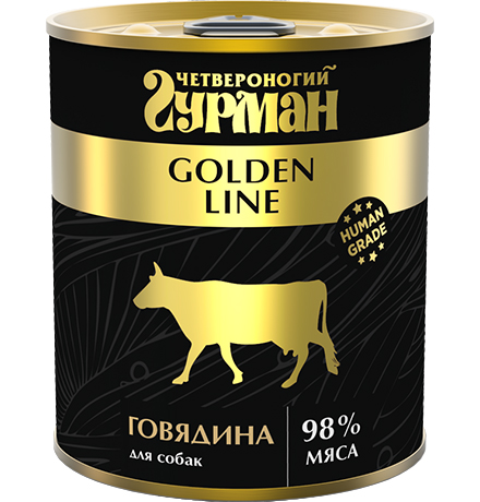 Четвероногий Гурман Golden Line / Консервы Золотая линия для собак Говядина натуральная в желе (цена за упаковку)