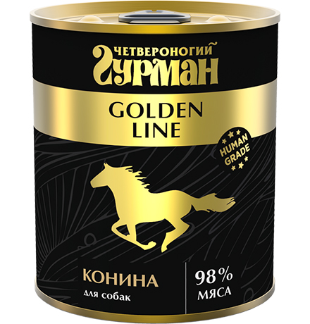 Купить Четвероногий Гурман Golden Line / Консервы Золотая линия для собак Конина натуральная в желе (цена за упаковку) за 3470.00 ₽