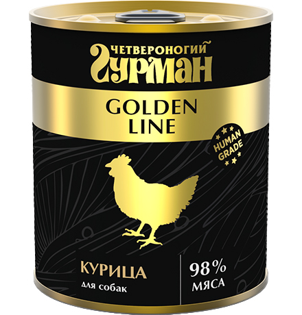 Четвероногий Гурман Golden Line / Консервы Золотая линия для собак Курица натуральная в желе (цена за упаковку)