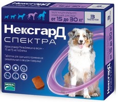

Merial Фронтлайн НексгарД Спектра Таблетки жевательные для собак весом 15 - 30 кг
