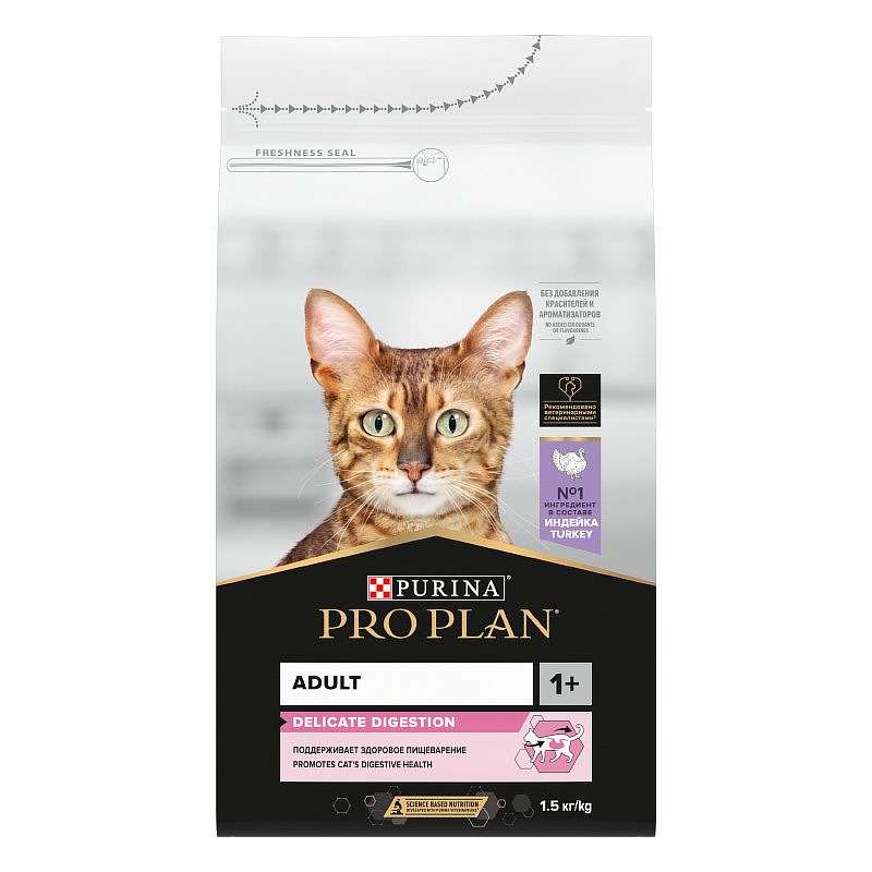 

PRO PLAN DELICATE / Сухой корм ПРО ПЛАН для взрослых кошек при чувствительном пищеварении с индейкой, PRO PLAN DELICATE