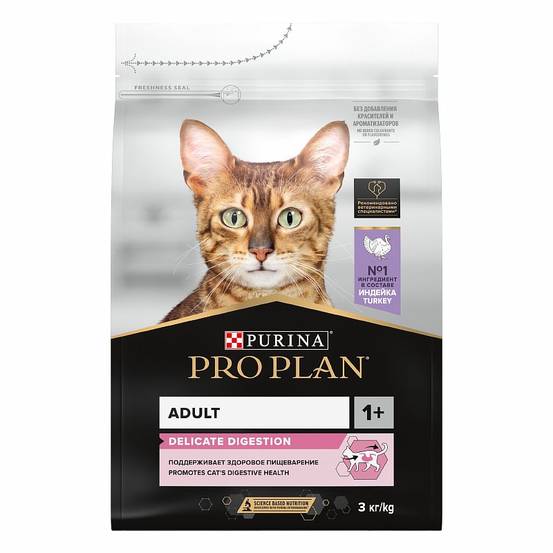 

PRO PLAN DELICATE / Сухой корм ПРО ПЛАН для взрослых кошек при чувствительном пищеварении с индейкой, PRO PLAN DELICATE