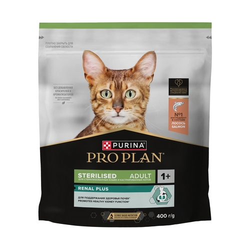PRO PLAN STERILISED Сухой корм ПРО ПЛАН для взрослых кошек для поддержания здоровья почек после стерилизации с лососем 560₽