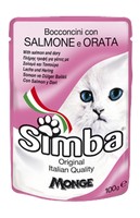 Simba Salmone e Orata / Паучи Симба для кошек Лосось с камбалой (цена за упаковку)