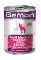 Купить Gemon Adult Medium Chunks Beef & Liver / Консервы Джимон для собак Средних пород кусочки Говядины с печенью (цена за упаковку) за 2760.00 ₽