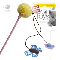 GiGwi Cat Toys / Игрушка Гигви для кошек Дразнилка на стеке с погремушкой бабочкой и текстильным помпоном