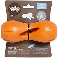 West Paw Zogoflex Qwizl / Игрушка Вест По Зогофлекс для собак под Лакомства Гантеля Оранжевая 