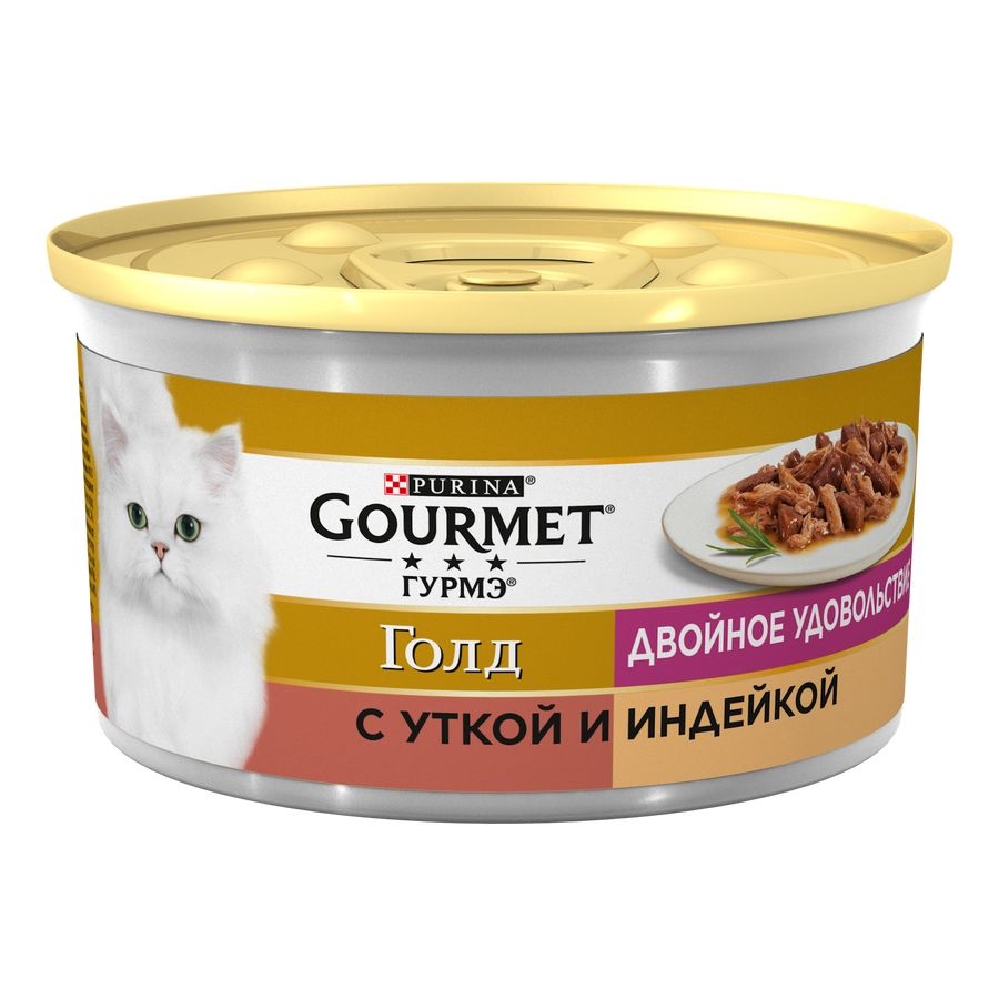 Gourmet Gold / Консервы Гурмэ Голд Двойное удовольствие для взрослых кошек с уткой и индейкой (цена за упаковку) 