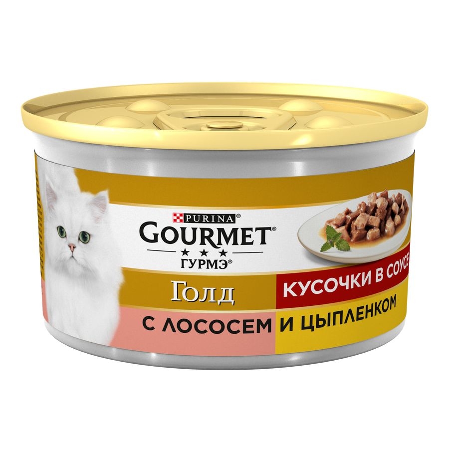 

Gourmet Gold / Консервы Пурина Гурмэ Голд Кусочки в соусе для взрослых кошек с лососем и цыпленком (цена за упаковку), Gourmet Gold