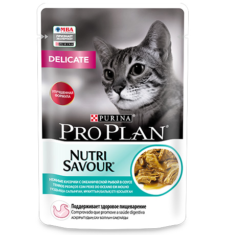 

Purina Pro Plan Cat NutriSavour Delicate Ocean Fish / Паучи Пурина Про План для кошек с Чувствительным пищеварением с Океанической Рыбой в соусе (цена за упаковку), Purina Pro Plan Cat NutriSavour Delicate Ocean Fish