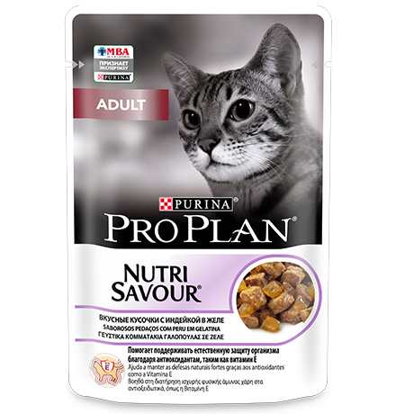 

Purina Pro Plan Cat NutriSavour Adult Turkey / Паучи Пурина Про План для взрослых кошек с индейкой в желе (цена за упаковку), Purina Pro Plan Cat NutriSavour Adult Turkey