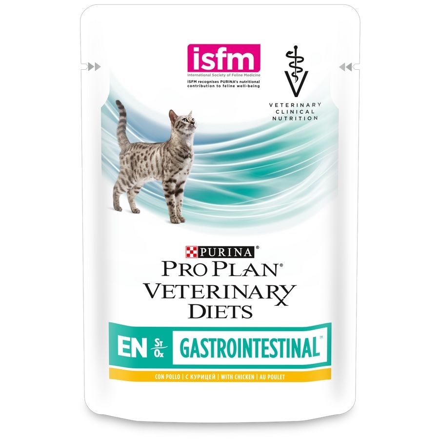 Purina Pro Plan Veterinary Diets EN Gastrointestinal / Лечебные паучи Пурина Про План Ветеринарная диета для взрослых кошек при расстройствах пищеварения с курицей в соусе (цена за упаковку) 