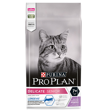 Купить Purina Pro Plan Cat Delicate Senior 7+ Longevis / Сухой корм Пурина Про План для пожилых кошек при чувствительном пищеварении с индейкой за 1136.00 ₽