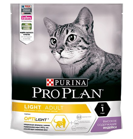 Purina Pro Plan Cat Light Adult OptiLight / Сухой корм Пурина Про План для кошек с избыточным весом и склонных к полноте Низкокалорийный Индейка