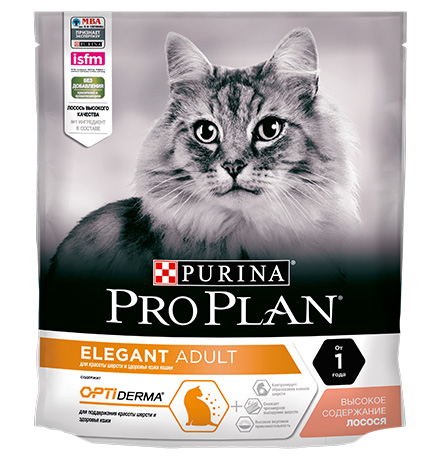 Купить Purina Pro Plan Cat Elegant OptiDerma / Сухой корм Пурина Про План для взрослых кошек для здоровья шерсти и кожи с лососем за 328.00 ₽