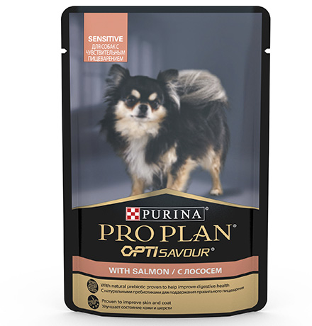 Purina Pro Plan Sensitive Digestion OptiSavour Salmon / Влажный корм (Паучи) Пурина Про План для собак Мелких и карликовых пород с Чувствительным пищеварением Лосось (цена за упаковку)