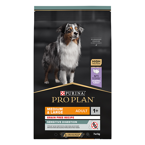 

PRO PLAN GRAIN FREE / Сухой корм ПРО ПЛАН для взрослых собак средних и крупных пород при чувствительном пищеварении с индейкой, PRO PLAN GRAIN FREE