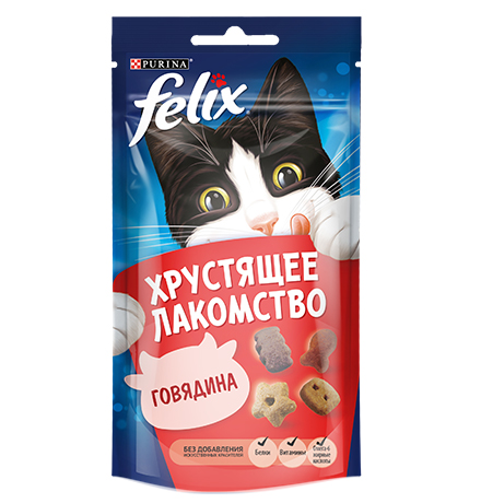 

Felix Хрустящее лакомство / Лакомство Пурина Феликс для взрослых кошек с говядиной, Felix Хрустящее лакомство