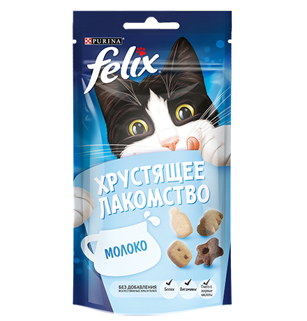 

Felix Хрустящее лакомство / Лакомство Пурина Феликс для взрослых кошек с молоком, Felix Хрустящее лакомство