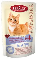 

Berkley Fricassee №4 Adult Rabbit & Beef / Паучи Беркли для кошек Кролик и Говядина с кусочками Курицы и травами в Соусе (цена за упаковку), Berkley Fricassee №4 Adult Rabbit & Beef