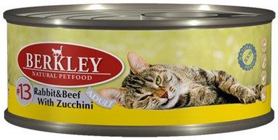 

Berkley №13 Adult Rabbit & Beef with Zucchini / Консервы Беркли для кошек Кролик и Говядина с цукини (цена за упаковку), Berkley №13 Adult Rabbit & Beef with Zucchini