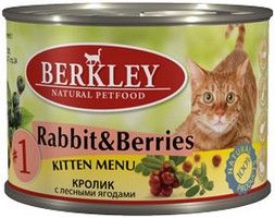 

Berkley №1 Kitten Rabbit & Berries / Консервы Беркли для Котят Кролик с лесными ягодами (цена за упаковку), Berkley №1 Kitten Rabbit & Berries
