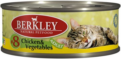 

Berkley №8 Adult Chicken & Vegetables / Консервы Беркли для кошек Цыпленок с овощами (цена за упаковку), Berkley №8 Adult Chicken & Vegetables